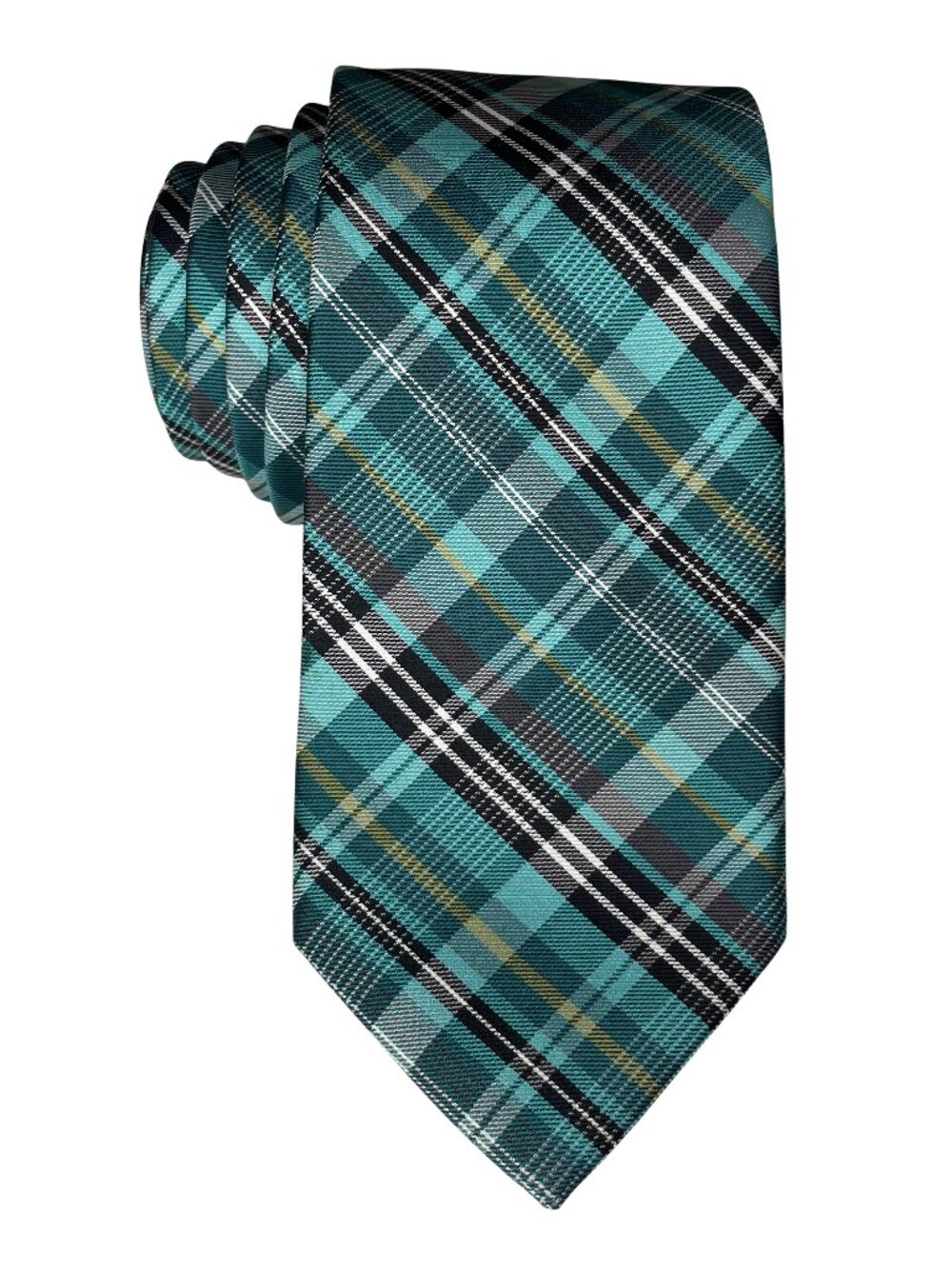 The Tie Bar Green Plaid Silk Tie Academic Prep Goth Sleek Tartan Necktie